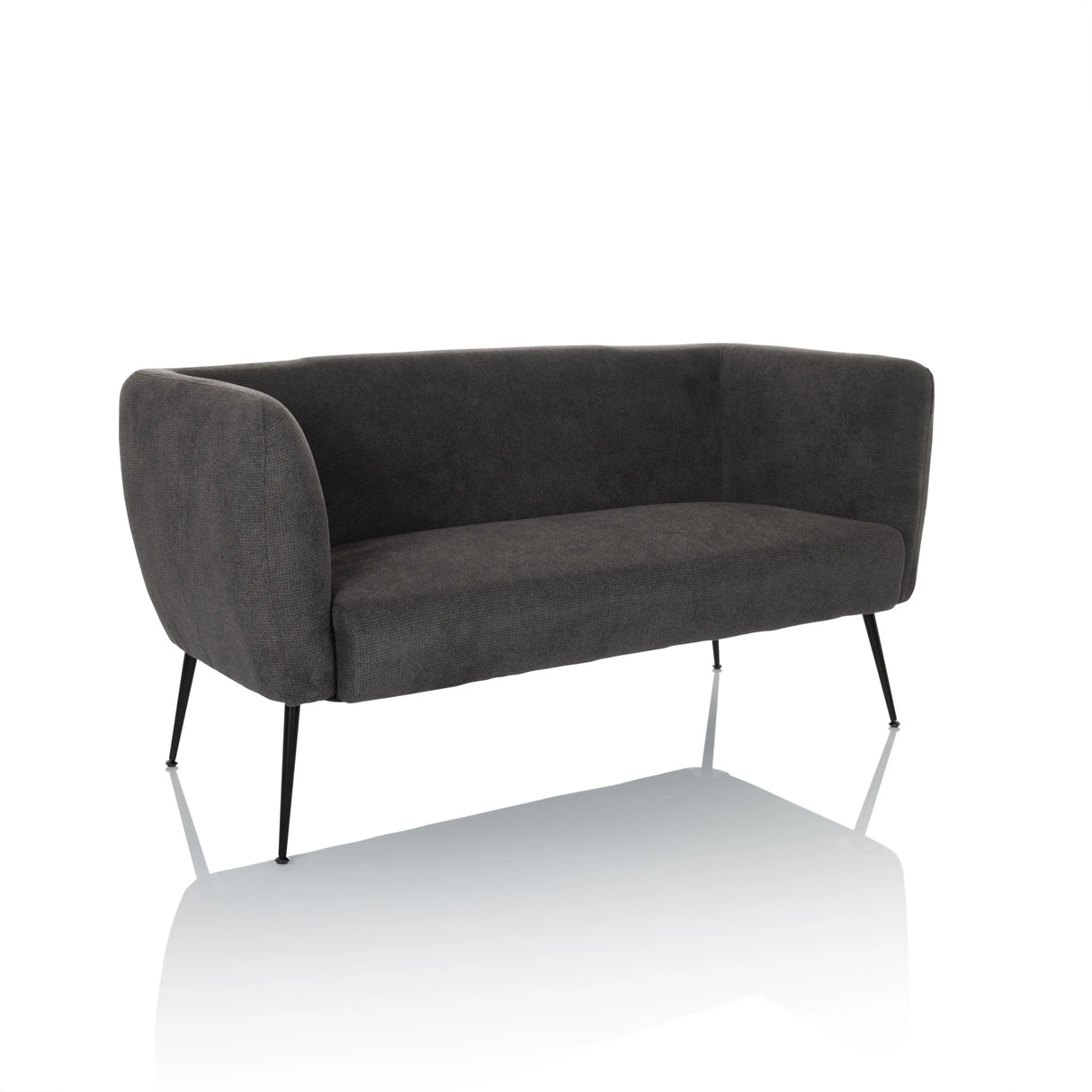 Graues Loungesofa HAYRIVER mit schmalen schwarzen Beinen von hjh LIVING – 360-Grad-Ansicht (schräge Frontansicht 30°)