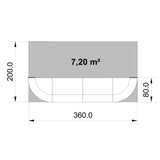 Technische Zeichnung der Empfangstheke Centu 7 mit 360 × 200 cm von Kerkmann