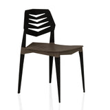 Braun-schwarzer Outdoor-Stuhl Flecharo mit durchbrochener Rückenlehne von hjh LIVING – 360-Grad-Ansicht (schräge Frontansicht 45°)