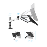 Verstellmechanismen der Monitorhalterung VM-MG1 mit Angaben zur Drehung und Neigung in Grad von hjh OFFICE