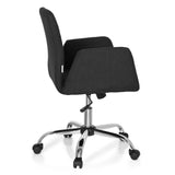Schwarzer Homeoffice-Bürostuhl FLOW mit Armlehnen und glänzendem Fußkreuz mit fünf Rollen von hjh OFFICE – 360-Grad-Ansicht (Seitenprofil 100°)