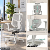 Grauer Bürostuhl Enjoy Eco MB mit verstellbarer Kopfstütze, Rückenlehne und Sitzfläche von hjh OFFICE (KI-generiertes Bild)
