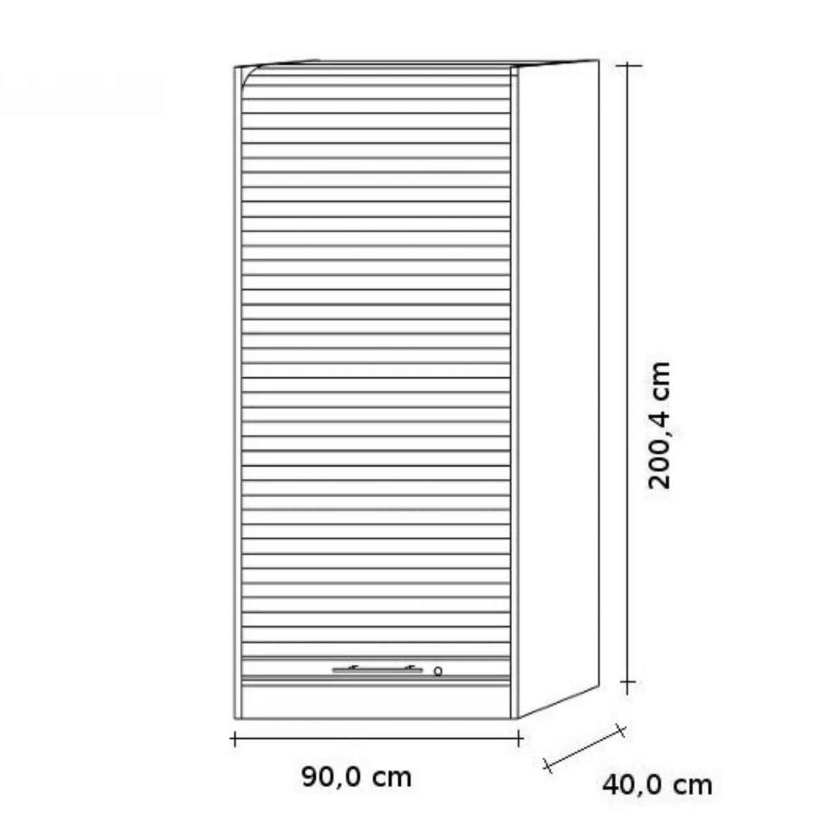 Technische Zeichnung des Schranks SIGNA R 90 mit 200,4 × 90,0 cm von hjh OFFICE PRO