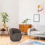 Grauer Loungesessel BRAMWICH mit abgerundeter Form in einem hellen Wohnraum von hjh LIVING