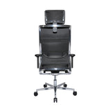 Rückansicht des Chefsessel New Aluart Classic Leder in Schwarz mit Netzrückenlehne und Kopfstütze von Topstar