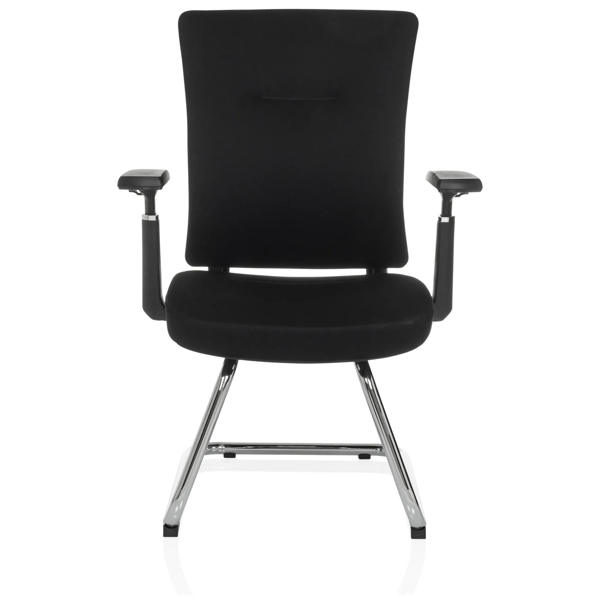 Schwarzer Freischwinger CAPTIVO PRO V mit Armlehnen und Stoffbezug von hjh OFFICE – 360-Grad-Ansicht (Frontansicht 0°)