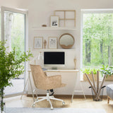 Beiger Home-Office-Bürostuhl SOLAO LIFE W mit Rollen und weißem Gestell von hjh LIVING