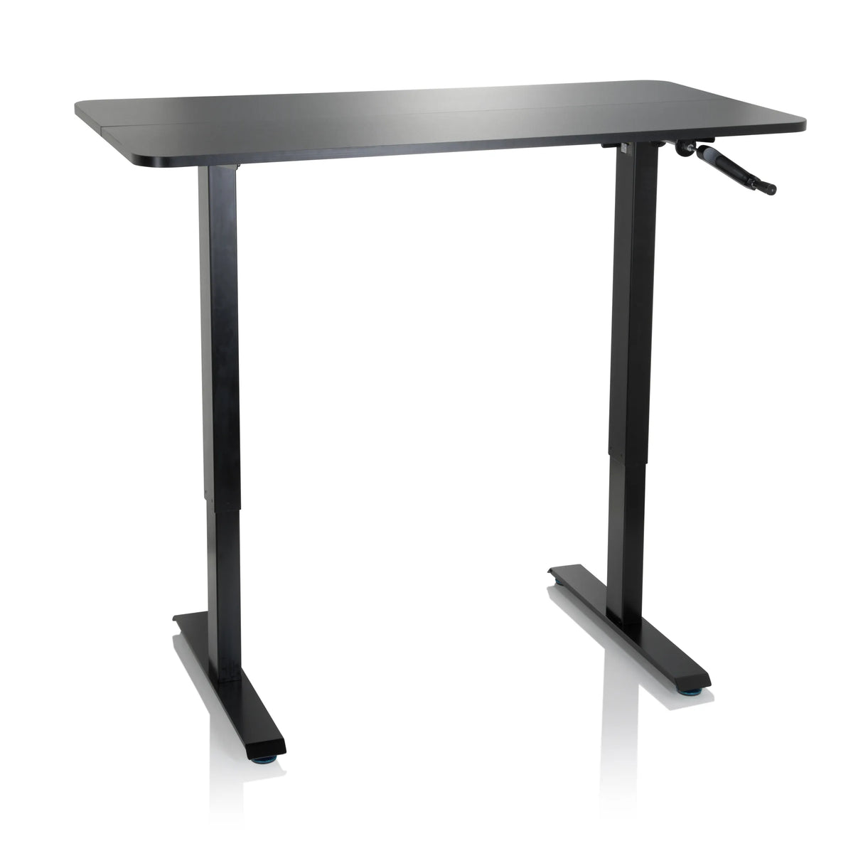 Schwarzer Stehschreibtisch STAND CR mit einer Kurbel zur Höhenverstellung von hjh OFFICE – 360-Grad-Ansicht (Frontansicht 20°)
