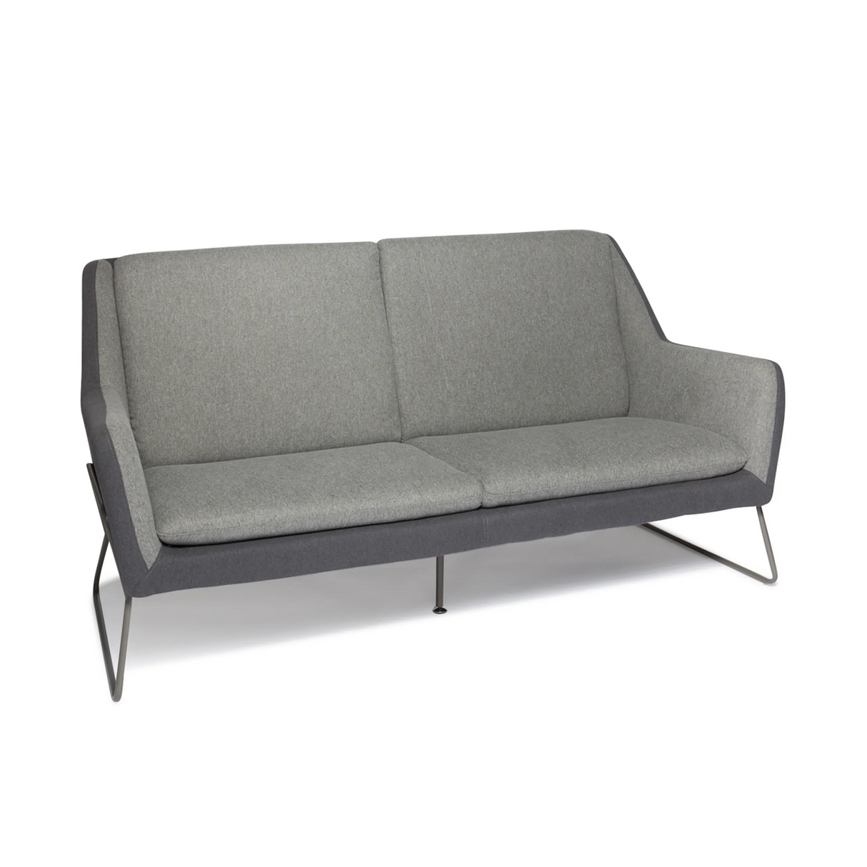 Hellgraues Loungesofa LAGUN mit dunkelgrauen Akzenten und schlanken Metallfüßen von hjh OFFICE – 360-Grad-Ansicht (Seitenprofil 90°)