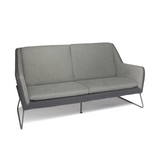 Hellgraues Loungesofa LAGUN mit dunkelgrauen Akzenten und schlanken Metallfüßen von hjh OFFICE – 360-Grad-Ansicht (Seitenprofil 90°)