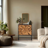 Sideboard SANTJAGO BLACK SUN L mit drei Schubladen in Holzfarben dunkel und schwarzem Metallgestell von hjh LIVING