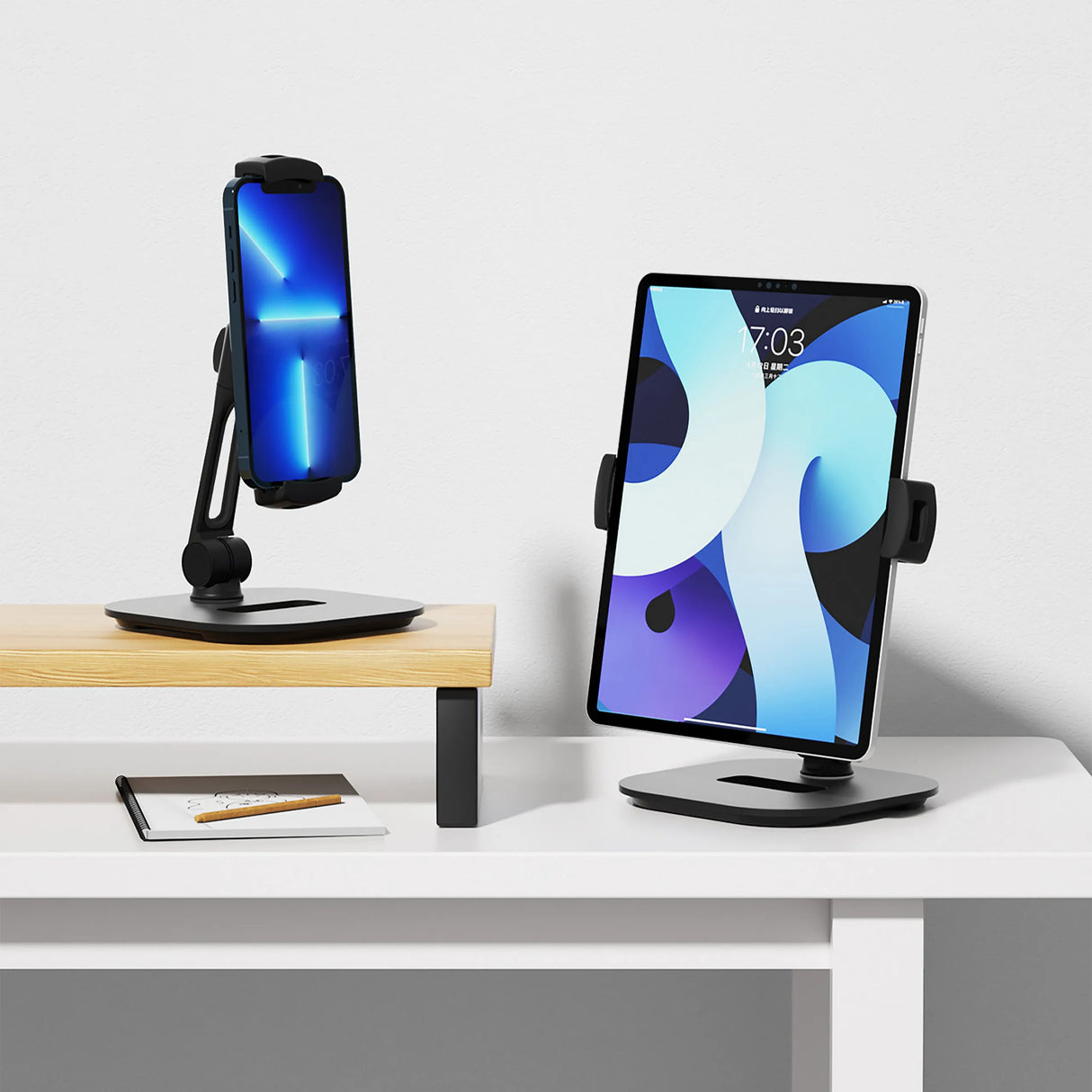 Handy- und Tablet-Halterung FLEXMOBI IV in Schwarz für Smartphone und Tablet von hjh OFFICE