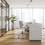 Beige Counterstühle TOP WORK STYLE mit Netzrückenlehne und Fußring auf Rollen von hjh OFFICE