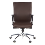 Dunkelbrauner Luxus-Chefsessel MURANO 10 mit Armlehnen und Fußkreuz mit fünf Rollen von hjh OFFICE – 360-Grad-Ansicht (Frontansicht 0°)