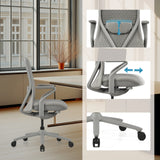 Grauer High-End-Bürostuhl VERVIO mit verstellbarer Kopfstütze und Armlehnen von hjh OFFICE