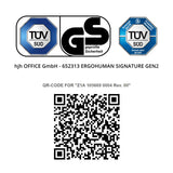 TÜV SÜD GS geprüfte Sicherheit Sicherheit geprüft Produktion überwacht TÜV SÜD tuvsud.com/ps-zert hjh OFFICE GmbH - 652313 ERGOHUMAN SIGNATURE GEN2 QR-CODE FOR "Z1A 105669 0004 Rev. 00"