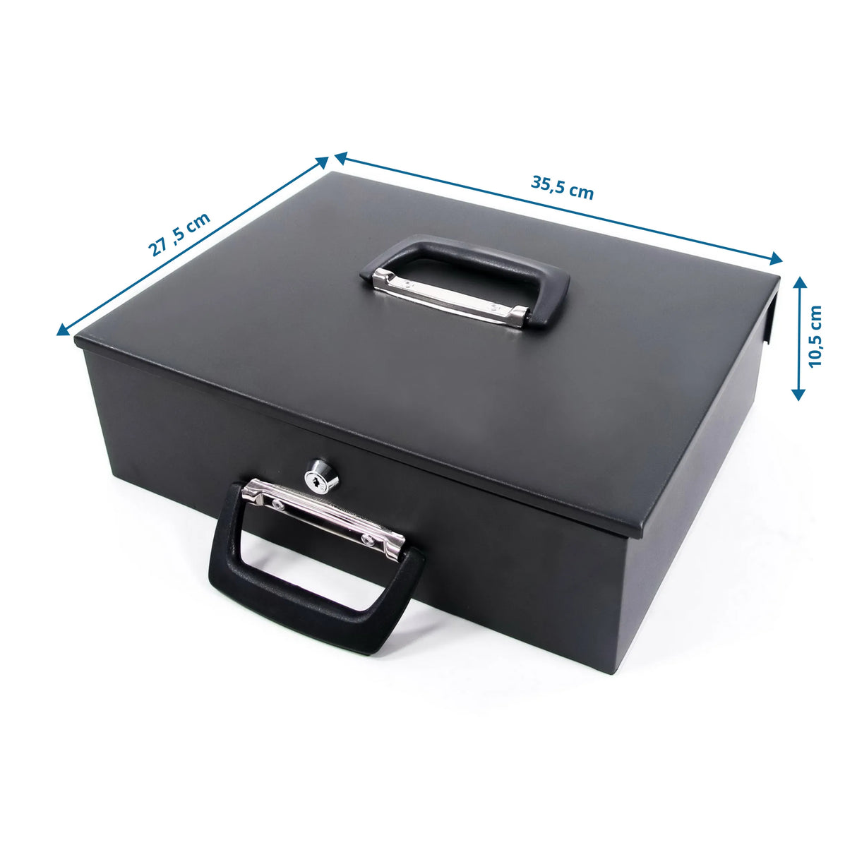 Maßansicht der Geldkassette SAFE I mit 35,5 × 27,5 cm von hjh OFFICE