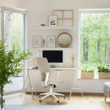 Beiger Home-Office-Bürostuhl COSIO II mit weißen Armlehnen und Rollen von hjh OFFICE