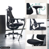 4D-Armlehnen des High-End-Bürostuhls LiberNovo Omni in Schwarz von Libernovo (KI-generiertes Bild)