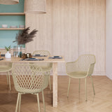 Beige Outdoor-Stuhl BEGIO L mit netzartiger Rückenlehne und Armlehnen von hjh LIVING
