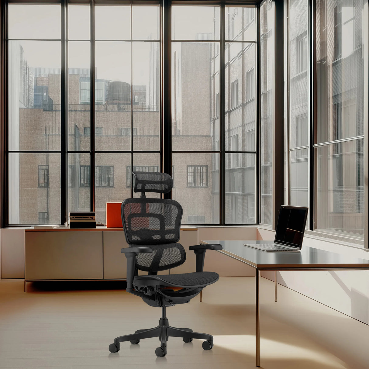 Luxus-Chefsessel ERGOHUMAN SIGNATURE GEN2 mit Netzrückenlehne und Kopfstütze in Schwarz von hjh OFFICE