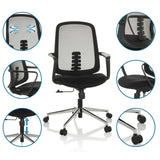 Home-Office-Bürostuhl SEDIOLO B in Schwarz mit verschiedenen Detailansichten der Funktionen von hjh OFFICE