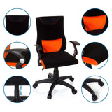 Kinderdrehstuhl KIDDY PRO AL in Schwarz-Orange mit Detailansichten von Armlehnen und Fußkreuz von hjh OFFICE