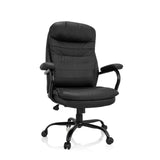 Schwarzer Drehstuhl RELAX XXL B aus Kunstleder mit Fußkreuz und fünf Rollen von hjh OFFICE – 360-Grad-Ansicht (Frontansicht 20°)