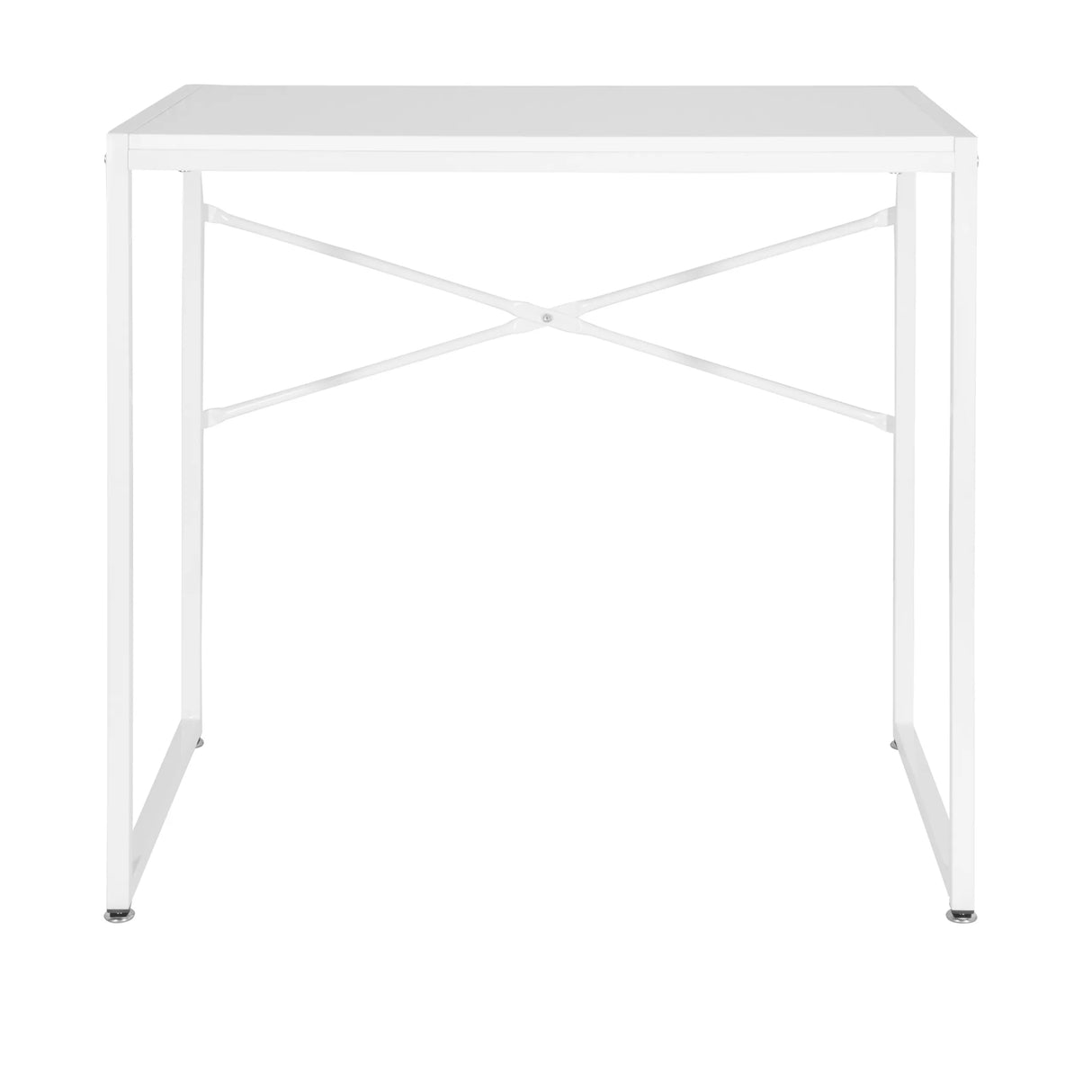 Weißer Schreibtisch EASY UP H I mit minimalistischem Gestell und einer X-Strebe von hjh OFFICE – 360-Grad-Ansicht (Frontansicht 0°)