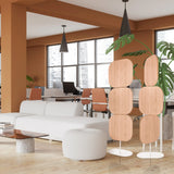 Beige Trennwände FLEXMIUT W aus Holzoptik mit abgerundeten Elementen auf weißen Standfüßen von hjh OFFICE