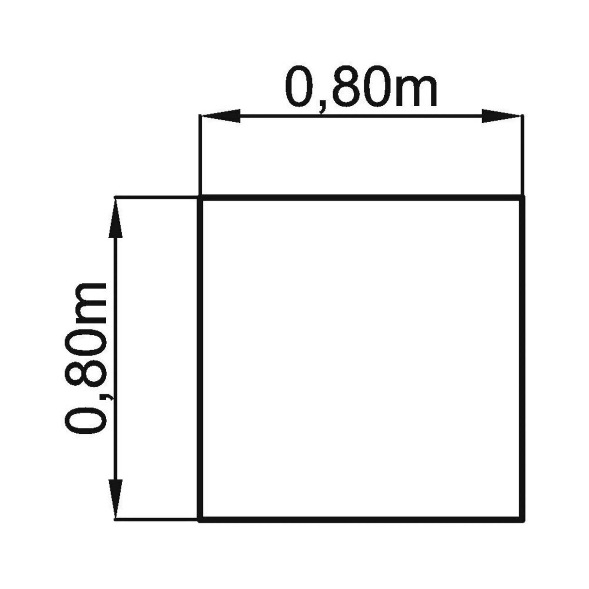 Technische Zeichnung des Schreibtischs MEGA 8 S mit 0,80 x 0,80 m von hjh OFFICE PRO