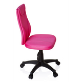 Pinker Kinderdrehstuhl KIDDY BASE mit Netzrücken und schwarzem Fußkreuz mit fünf Rollen von hjh OFFICE – 360-Grad-Ansicht (Seitenprofil 80°)