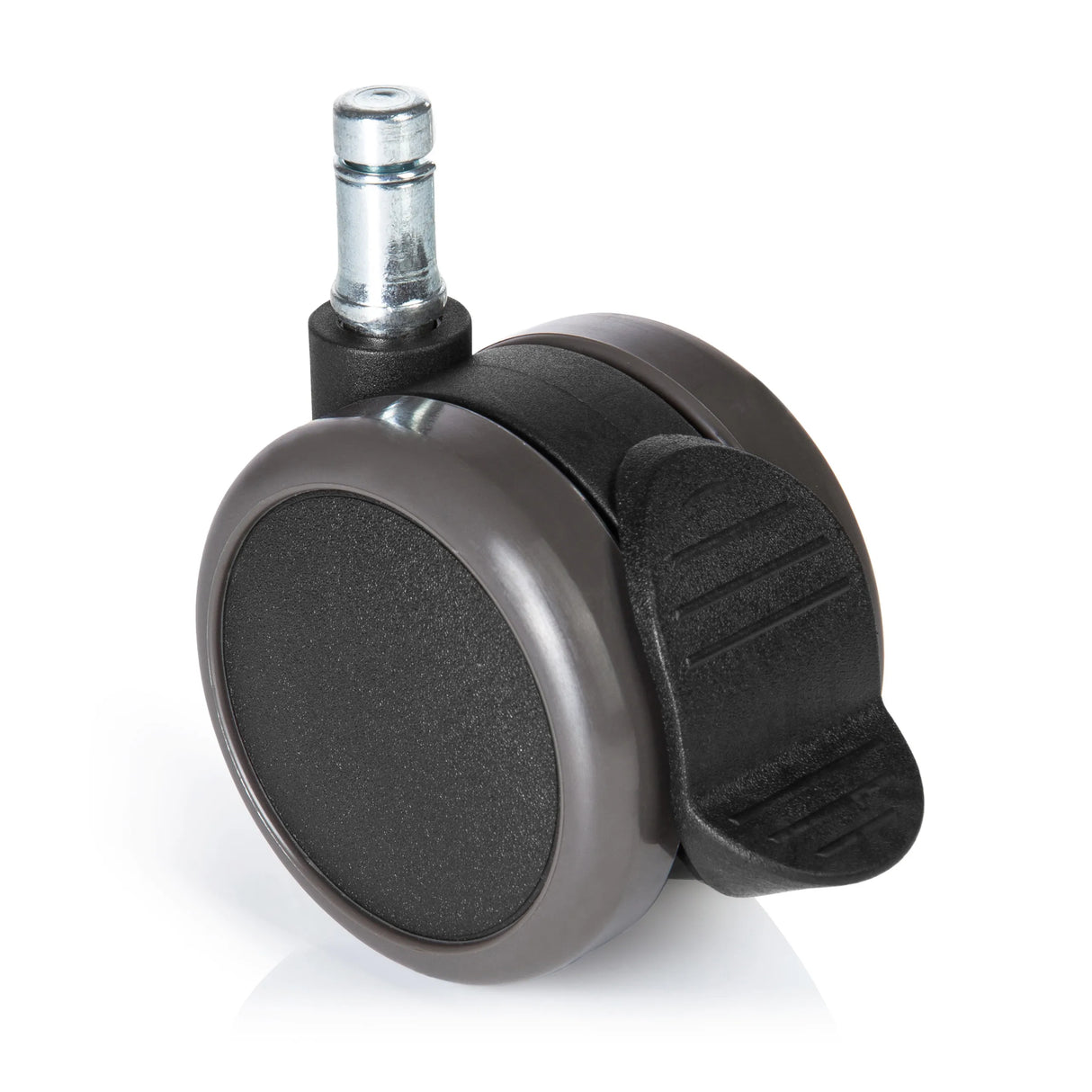 Schwarze Stuhlrolle 5x ROLO STOP 11mm/65mm für Hartböden mit Feststellbremse von hjh OFFICE – 360-Grad-Ansicht (Frontansicht 0°)
