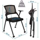 Maßzeichnung des Klappstuhls PRIORITY II mit einer Höhe von 98 cm und 150 kg Belastbarkeit von hjh OFFICE