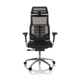 Schwarzer High-End-Bürostuhl POFIT GEN2 mit Netzrücken und Fußkreuz mit fünf Rollen von hjh OFFICE – 360-Grad-Ansicht (Frontansicht 0°)