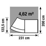 Technische Zeichnung der Empfangstheke BILBAO II mit 231 × 200 cm von Kerkmann