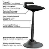 Schwarze Stehhilfe AERIS MUVMAN mit integriertem Tragegriff und gummierter Standfußplatte von Aeris - Impulsmöbel
