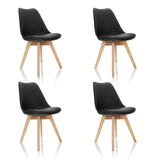 Vier schwarze Schalenstühle SCANDI 4 mit hellen Holzbeinen im Set von hjh OFFICE