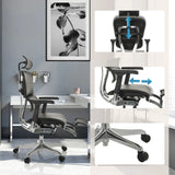 Verstellbare Kopfstütze, Armlehnen und Fußstütze des Luxus-Chefsessel ERGOHUMAN PLUS LEGPRO GEN2 von hjh OFFICE