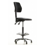 Schwarzer Counterstuhl TOP WORK 11 mit Fußring und fünfstrahligem Fußkreuz von hjh OFFICE – 360-Grad-Ansicht (schräge Frontansicht 60°)