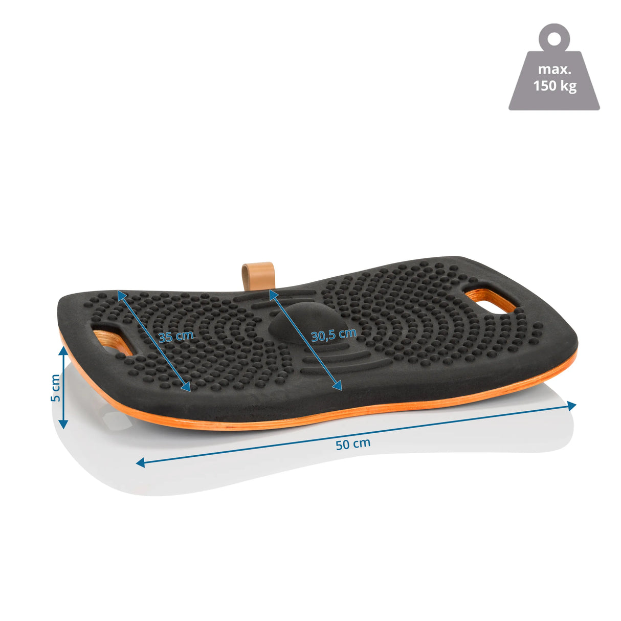 Maßzeichnung des Balance Boards ACTIV mit 50 x 30,5 cm und einer Traglast von 150 kg von hjh OFFICE
