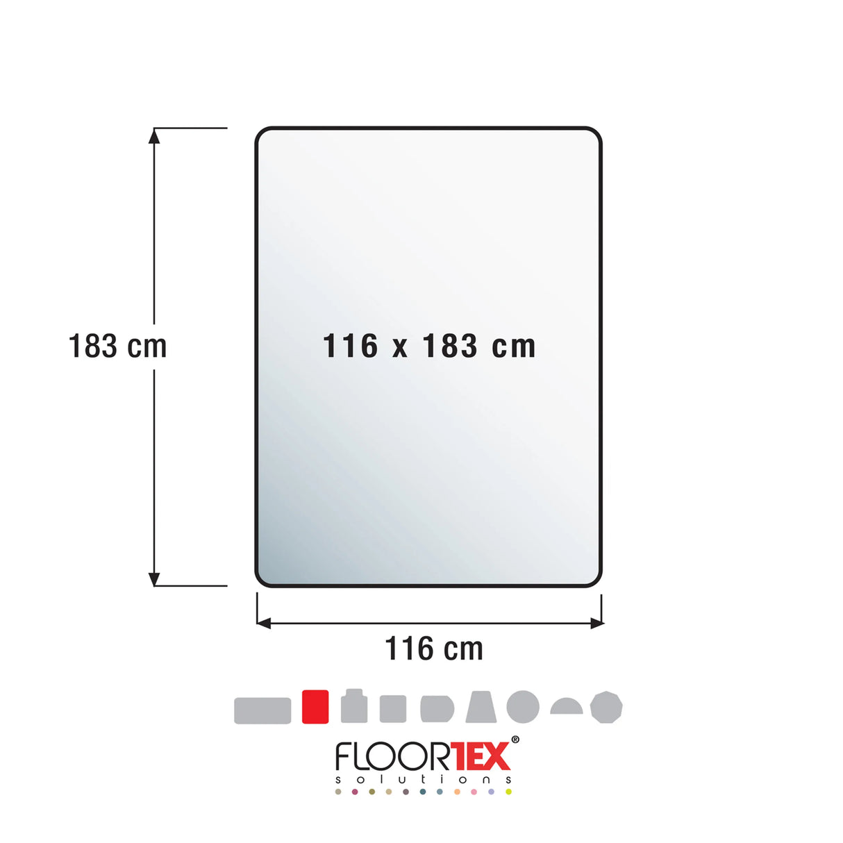 Technische Zeichnung der Bodenschutzmatte ULTIMAT mit 116 x 183 cm von Floortex