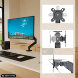 Monitorhalterung Ergomount GF1 mit VESA-Adapterplatte und Gelenkmechanismen von hjh OFFICE (KI-generiertes Bild)