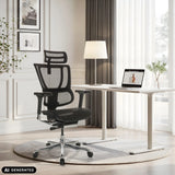 Schwarzer Luxus-Chefsessel ERGOHUMAN SLIM GEN2 aus Netzgewebe von hjh OFFICE (KI-generiertes Bild)