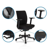Verstellmöglichkeiten des Profi-Bürostuhls SENATOR an Armlehnen, Sitzhöhe und Sitztiefe von hjh OFFICE