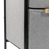 Graue Stoffstruktur und schwarzes Metallgestell der Kommode STUVAR von hjh LIVING