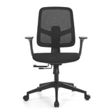 Schwarzer Homeoffice-Bürostuhl Malio mit Netzrücken und Fußkreuz mit fünf Rollen von hjh OFFICE – 360-Grad-Ansicht (Frontansicht 0°)
