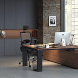 Luxus-Chefsessel SENATOR PRO in Schwarz mit Netzrückenlehne und Armlehnen von hjh OFFICE