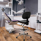 Schwarzer Counterstuhl TOP WORK 24 I mit runder Sitzfläche und Fußring auf Rollen von hjh OFFICE