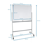 Technische Zeichnung des Whiteboards MULTIBOARD I mit einer Gesamthöhe von 187 cm von hjh OFFICE